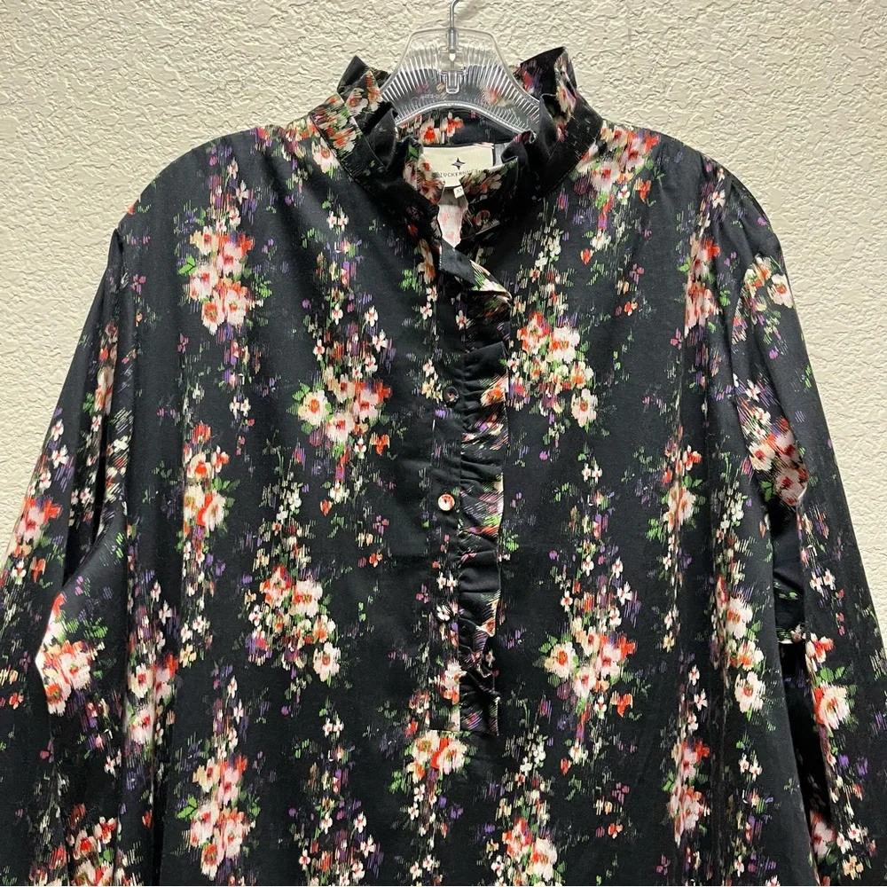 Tuckernuck Tate Dress Onyx Falling Flowers Bouquet Floral Ruffle Pleated Hem 3XL - Picture 6 of 11